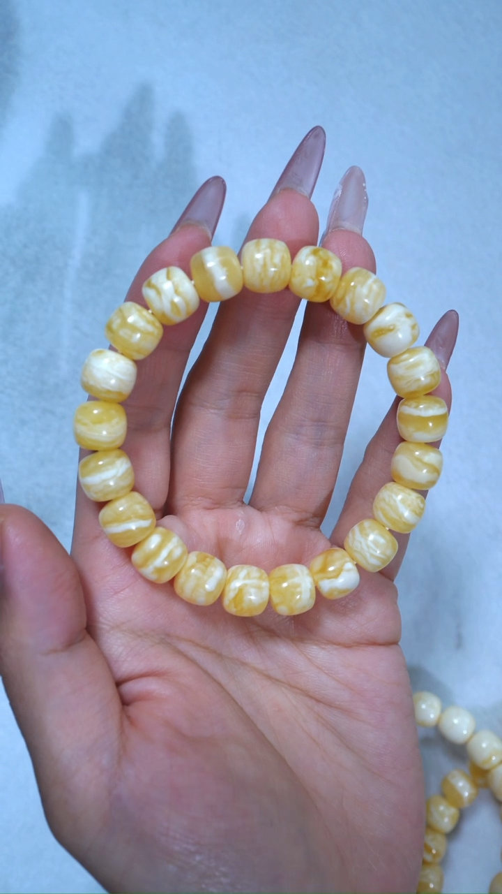 【闪购商品】蜜蜡手链未镶嵌收藏级10.2mm金瓷白虎皮妖花