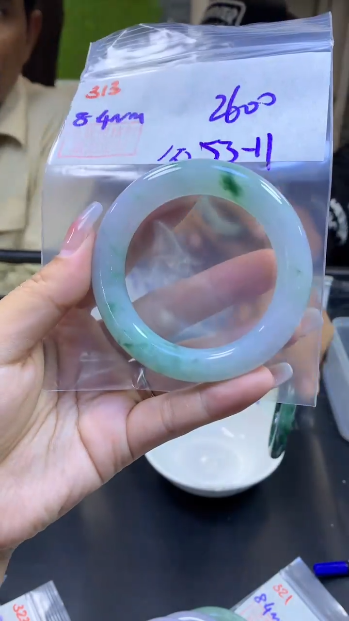 定制翡翠未镶嵌313手镯53纹+2600元+拍一发一