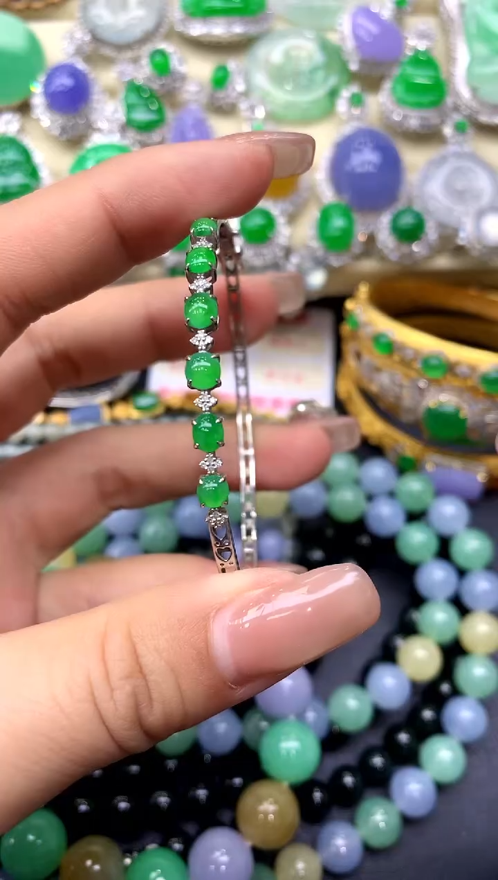 18K金镶嵌手镯翡翠103-中国好珍宝