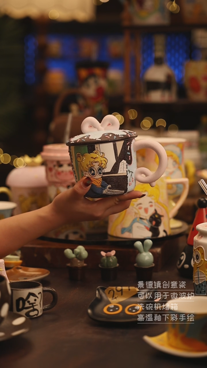 陶瓷景德镇可爱陶瓷釉下彩绘设计师款