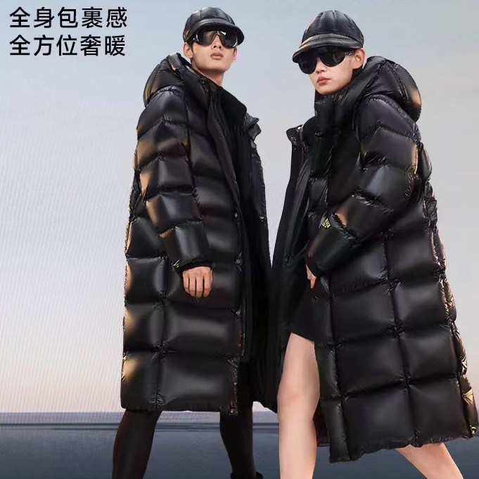黑金长款鹅绒服男女同款