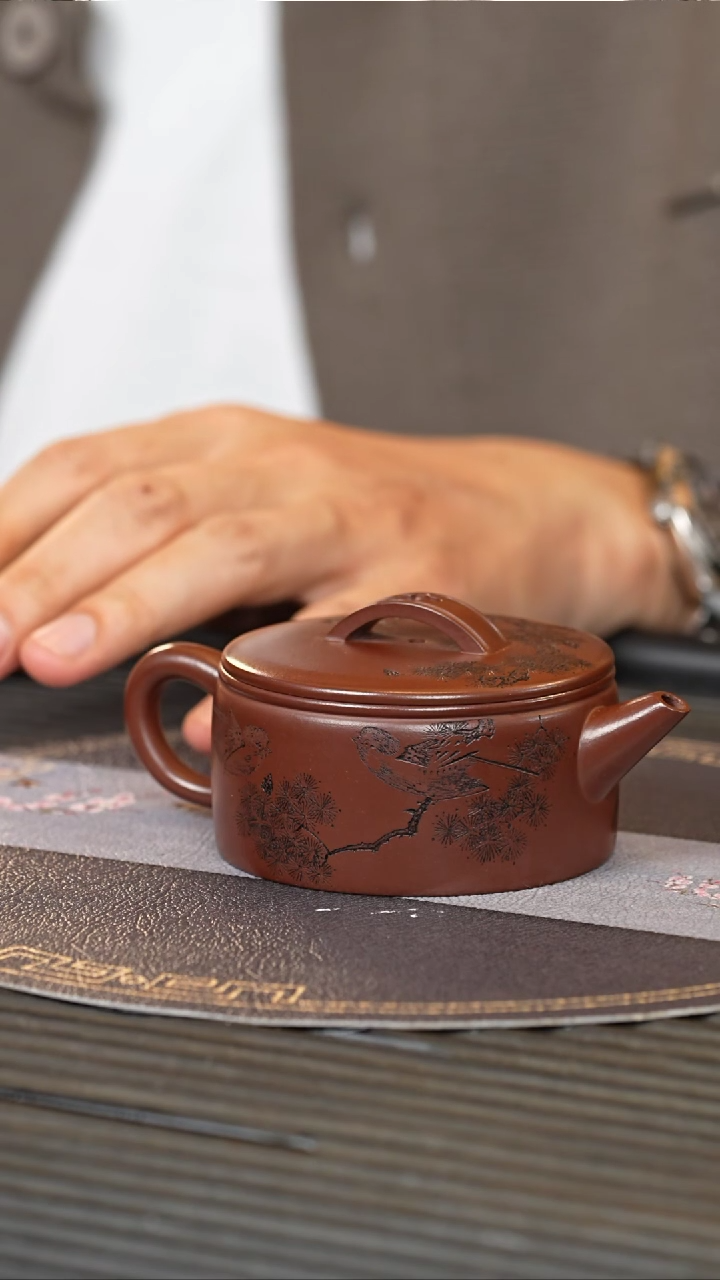 【闪购商品】紫砂茶壶HT 玫红紫泥 汉瓦 