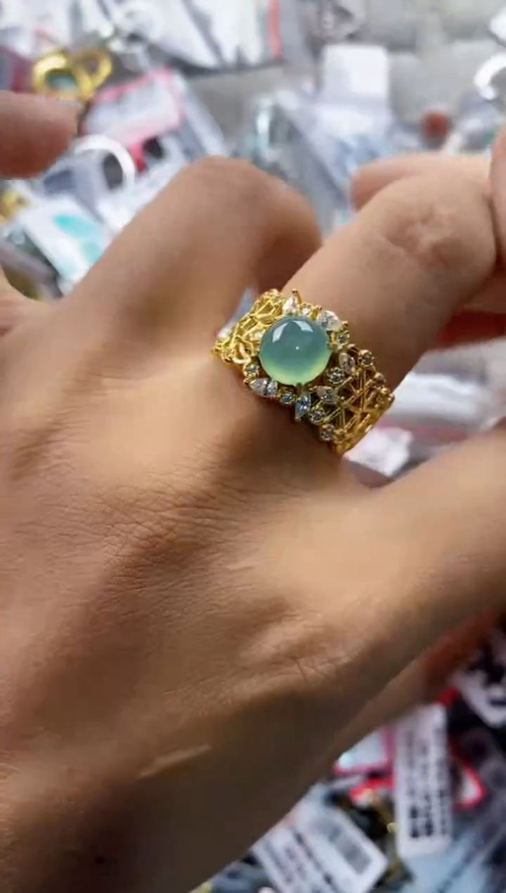 银S925镶嵌戒指翡翠444-----4