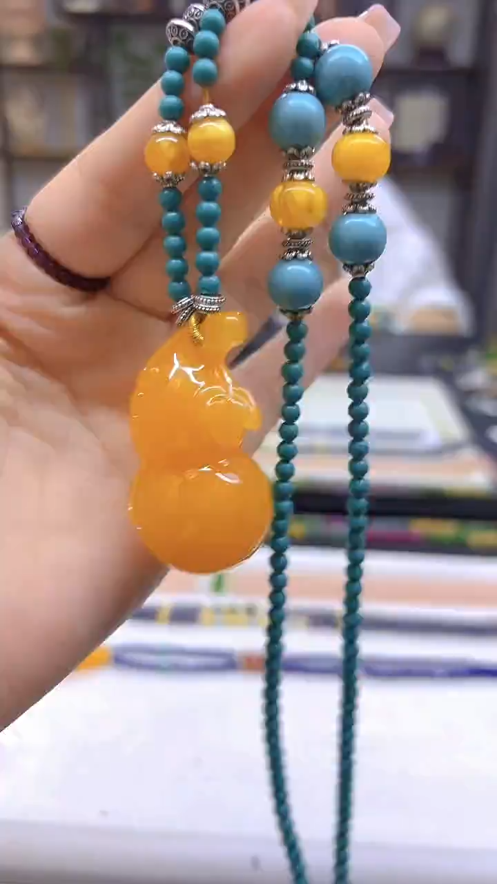 未镶嵌毛衣链蜜蜡DIY款M705