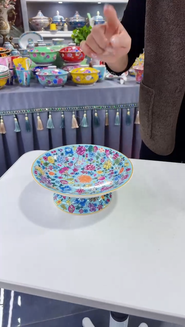 玉瓷7.5寸高脚果盘一个景德镇陶瓷