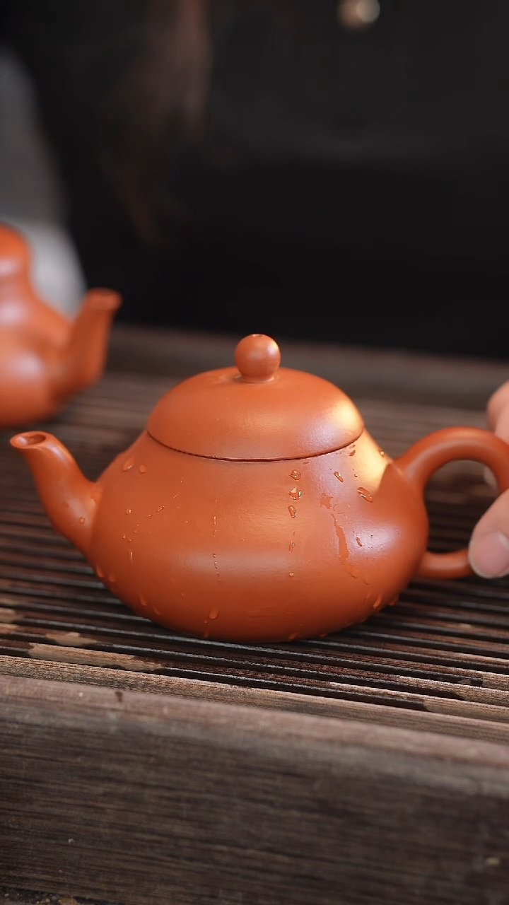 茶壶紫砂梨型 朱泥 半手工 190cc