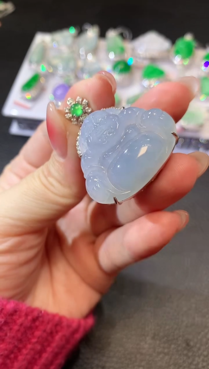 【闪购商品】翡翠吊坠(不含链)18K金镶嵌A39 紫货有一定色差