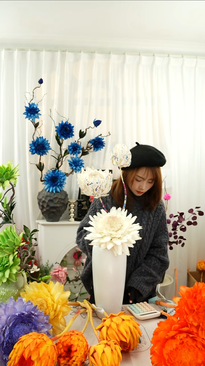 永生洋蓟 霸王花 3个头叶片微瑕【毕加索白】A651