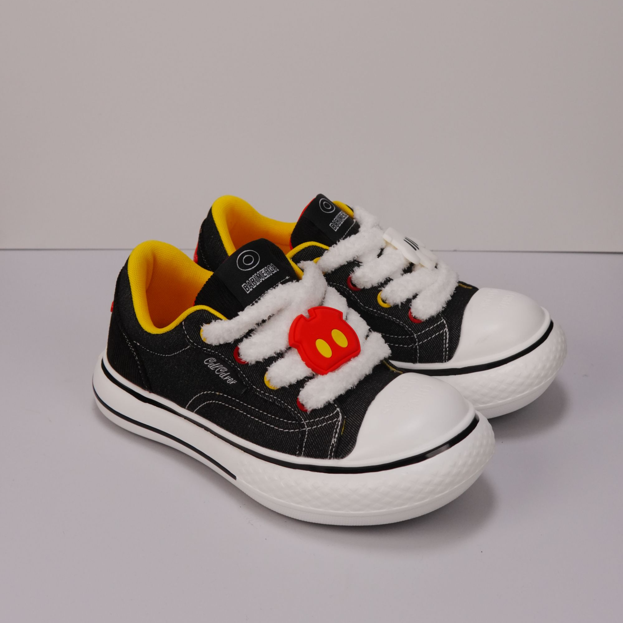 板鞋低帮秋季带帆布鞋运动时尚百搭厚底米奇配饰潮流新款2025新款