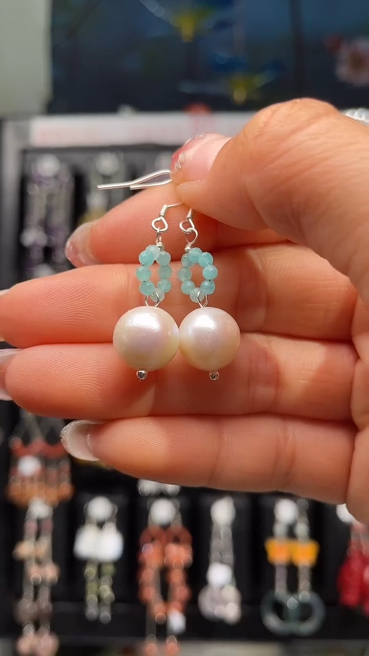 银S925镶嵌耳饰淡水珍珠艳**儿艳 儿