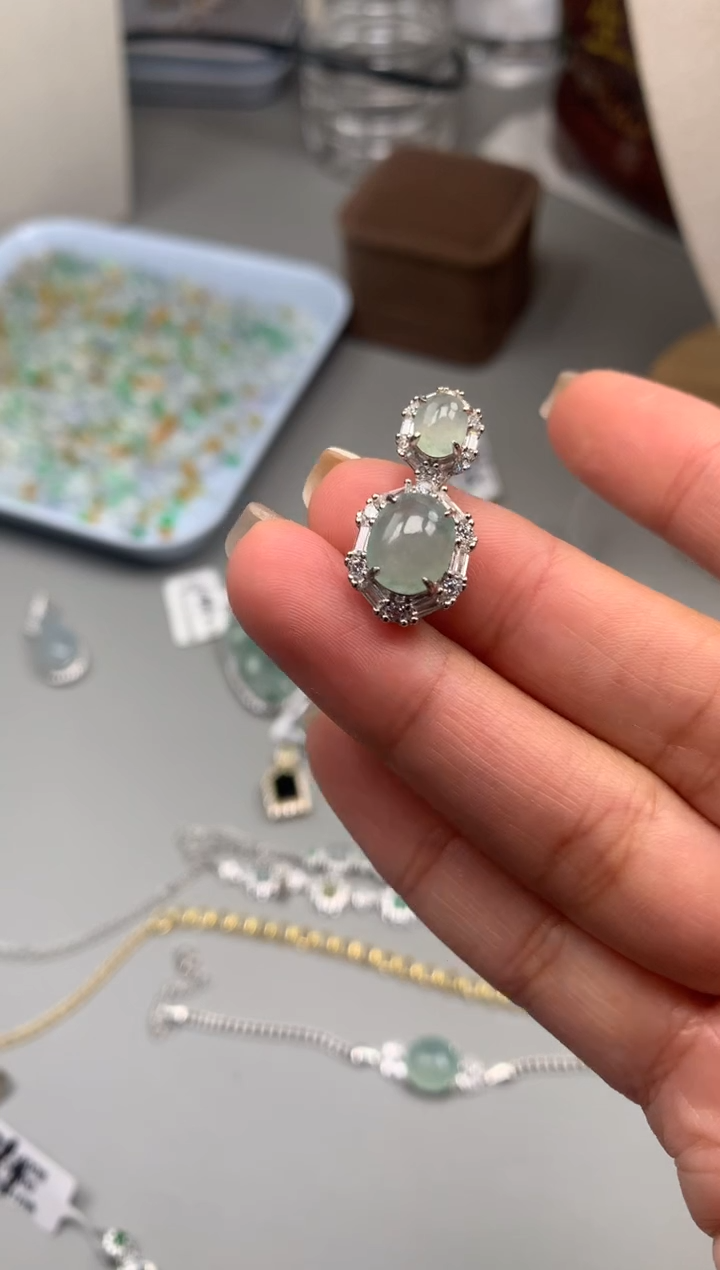 银S925镶嵌戒指翡翠吊坠