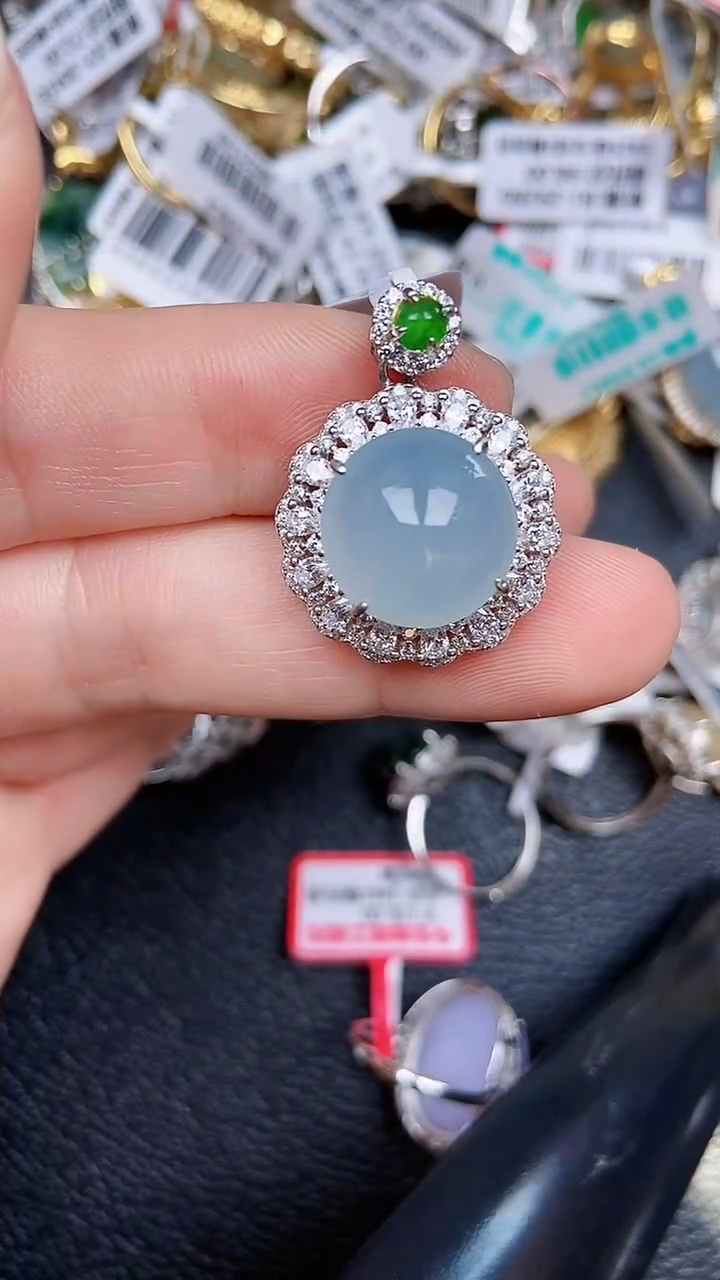 颈饰银S925镶嵌翡翠1771