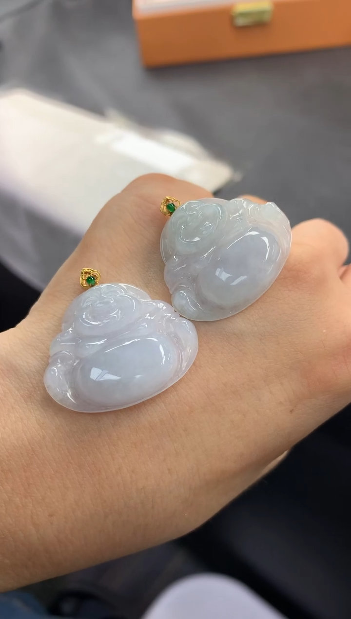 颈饰18K金镶嵌翡翠FA156 翡翠佛公 多样性发其一赠皮绳