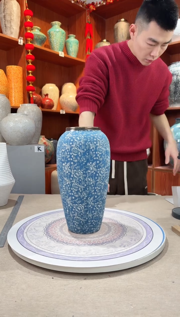 【闪购商品】瓶陶瓷花瓶 无花 芙蓉青花大号