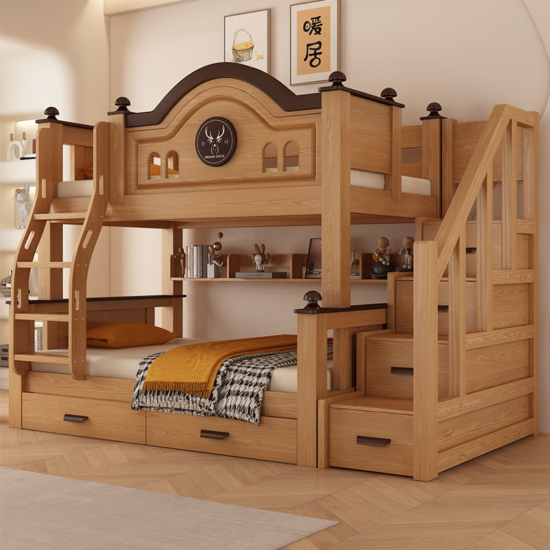 松木全实木子母床上下铺小户型加厚多功能高低床加粗两层上下床