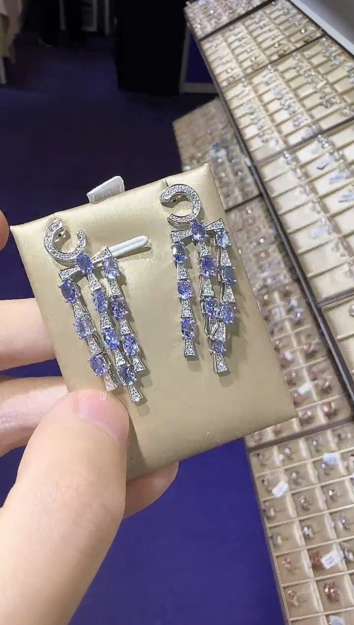 【闪购商品】坦桑石耳饰银S925镶嵌3*4mm耳坠