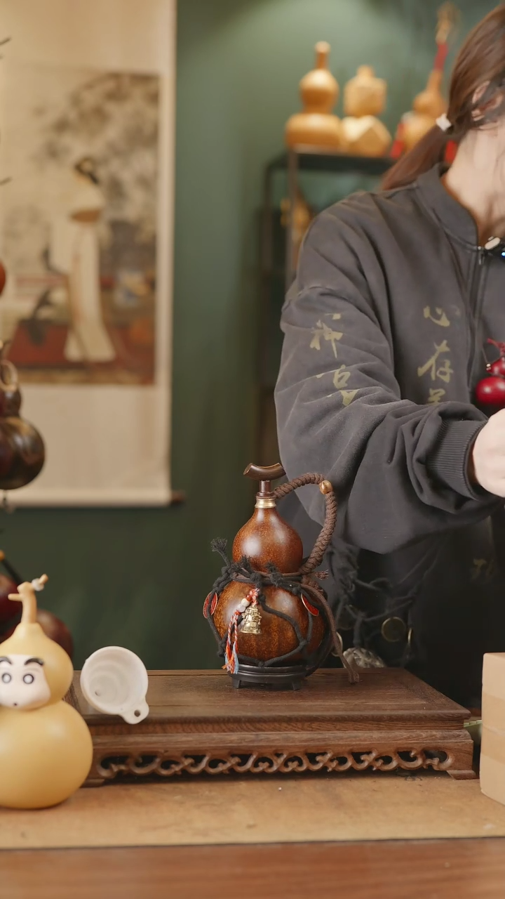 【闪购商品】243号精品天然大漆工艺防渗内胆酒葫芦~