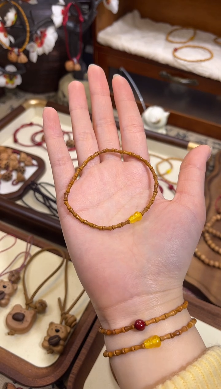 手串桃核【桃缘行】竹节「黄色葫芦」桃木桃核辟、挡、驱、护 备注手围