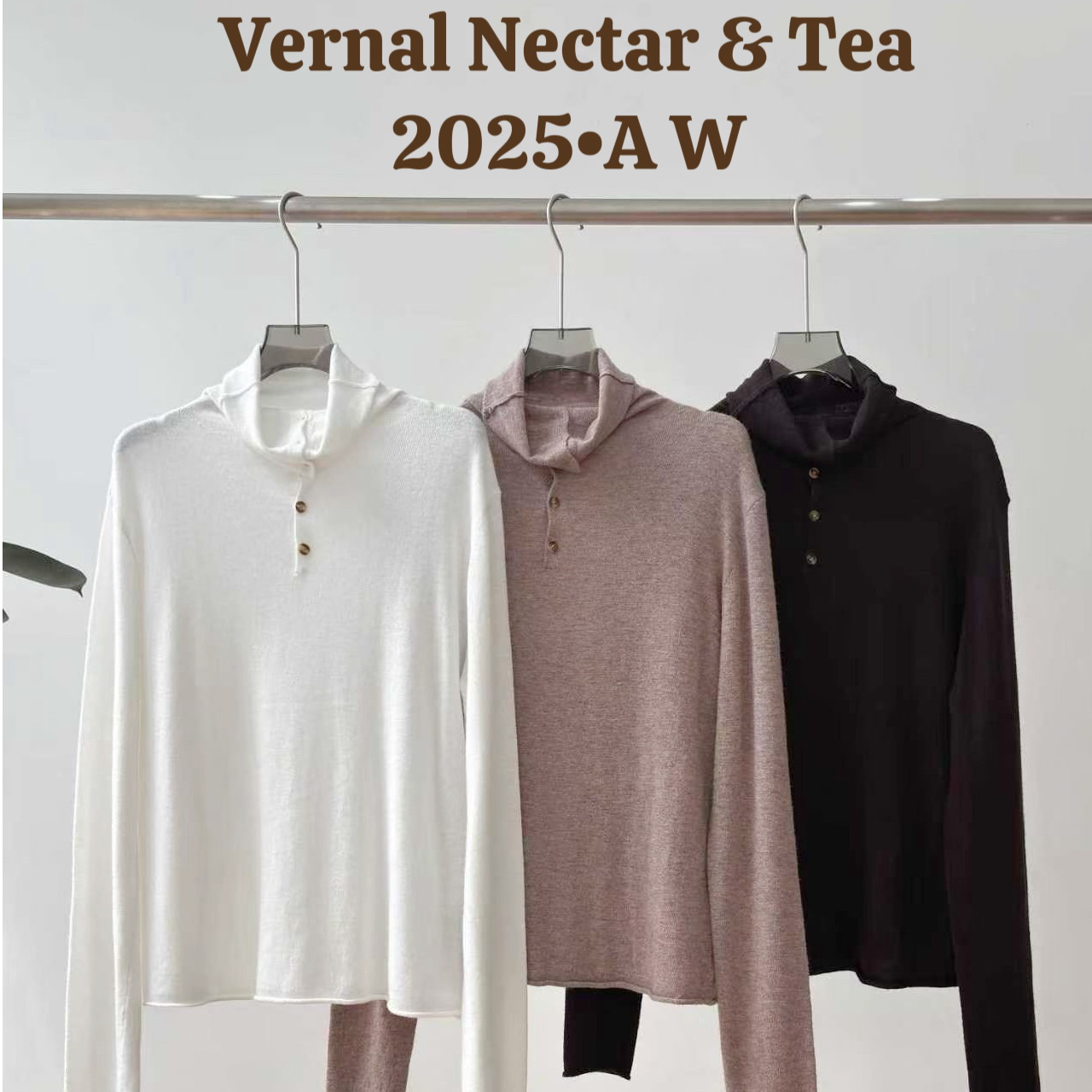 半高亨利领羊毛针织长袖翻领半高领打底衫