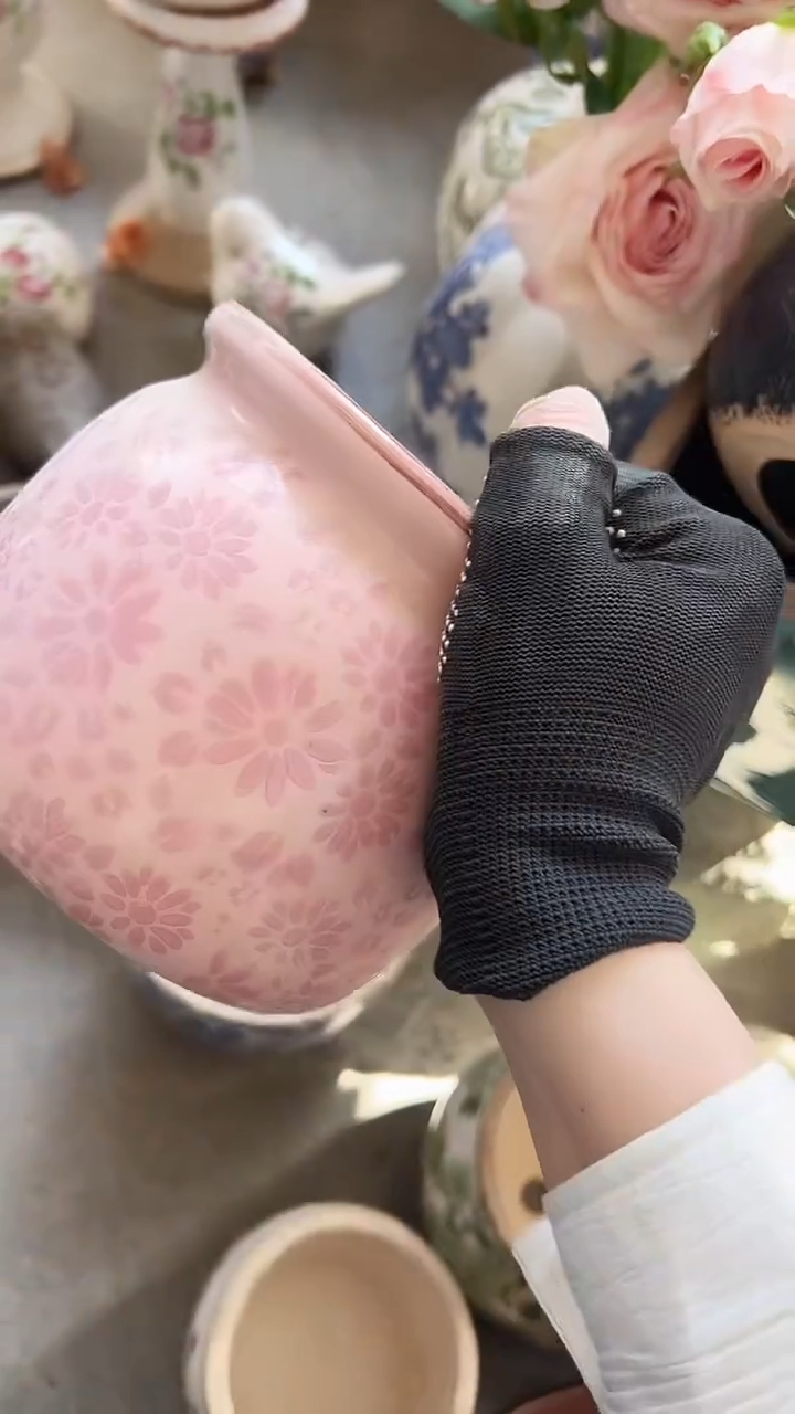 【闪购商品】陶瓷有孔花盆高13cm内口11.5cm