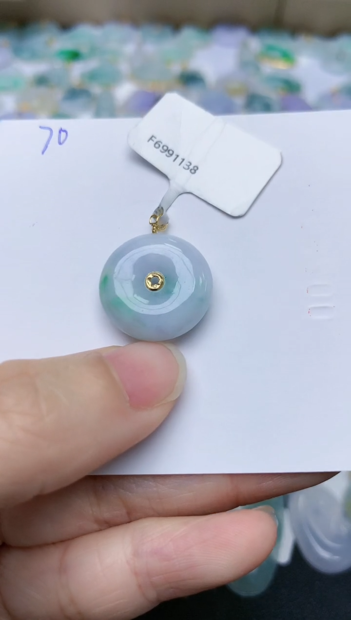 【闪购商品】翡翠颈饰18K金镶嵌天然翡翠A货    
