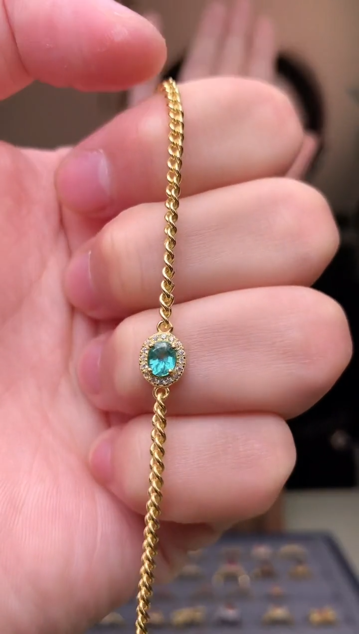 【闪购商品】祖母绿手链银S925镶嵌手链