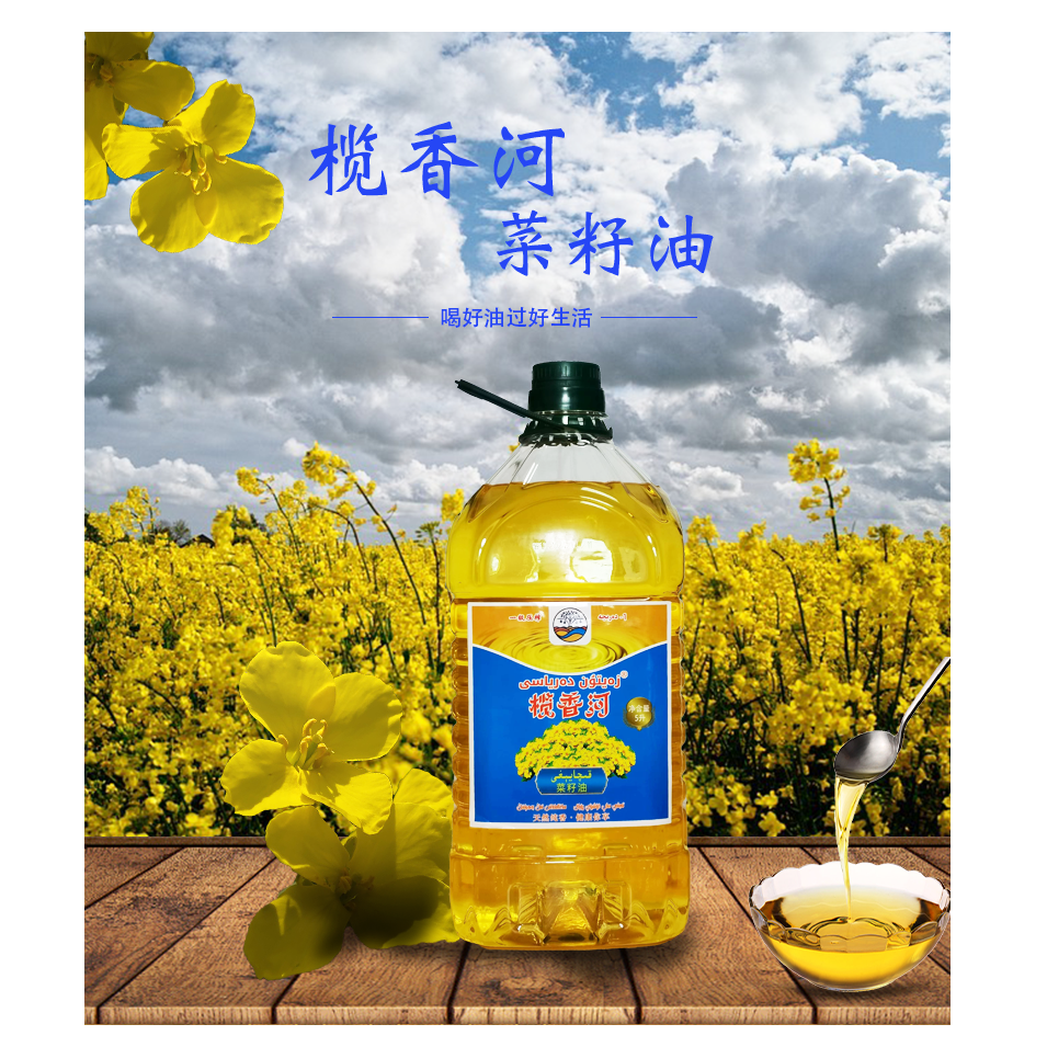 榄香河新疆一级压榨菜籽油5升无油烟家用小炒清香唯美健康营养
