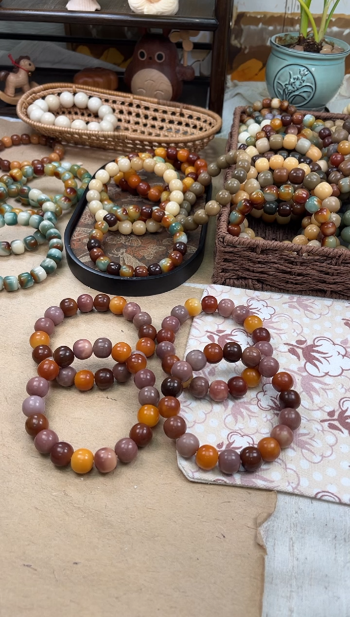 手串菩提根/象牙果a841 卡15 干磨玫瑰微瑕