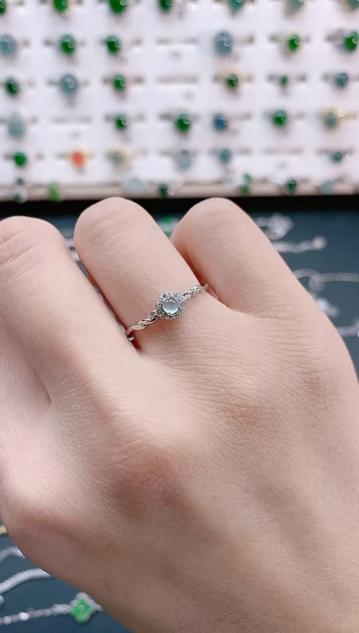 【闪购商品】翡翠戒指银S925镶嵌天然翡翠