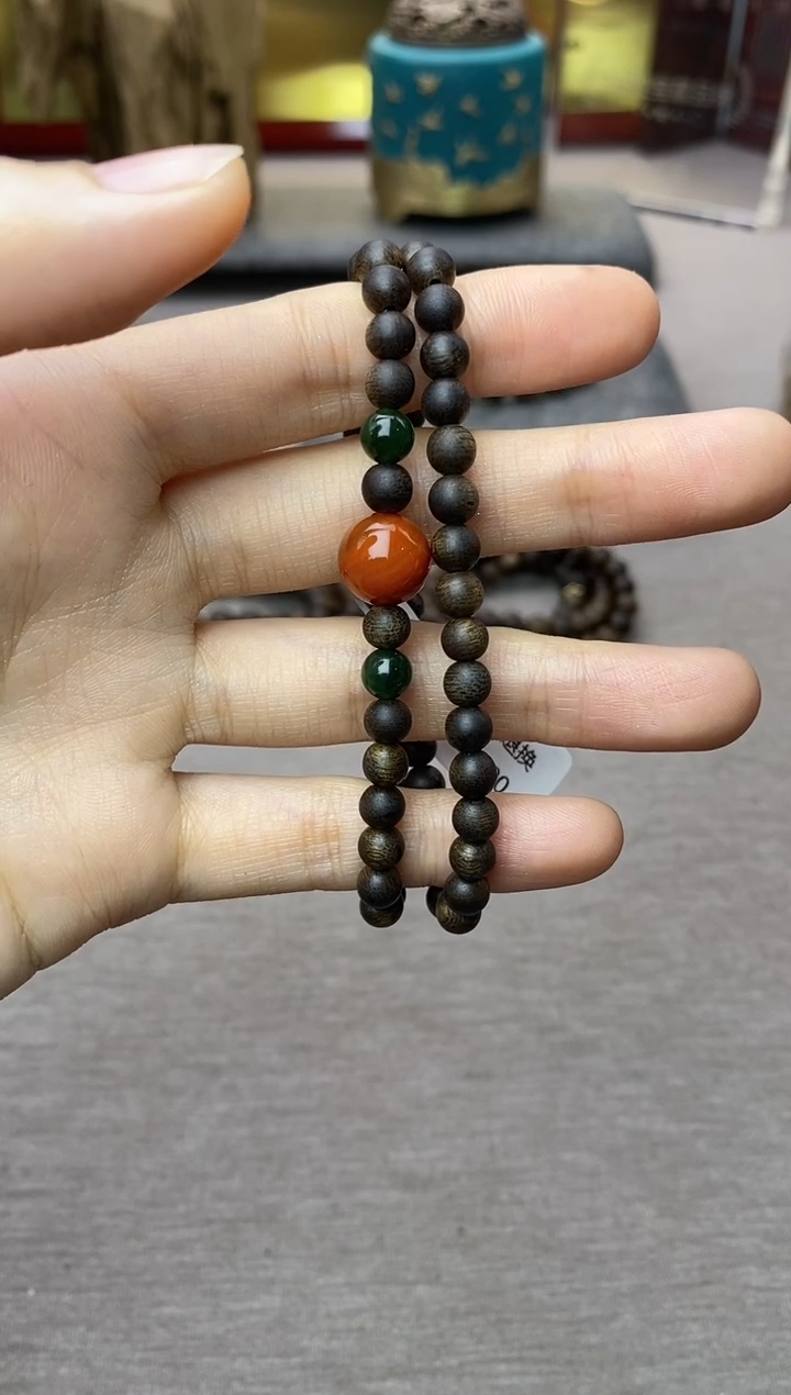 【闪购商品】沉香手串越南顺化紫棋糖结料0.5双圈沉水＋配饰