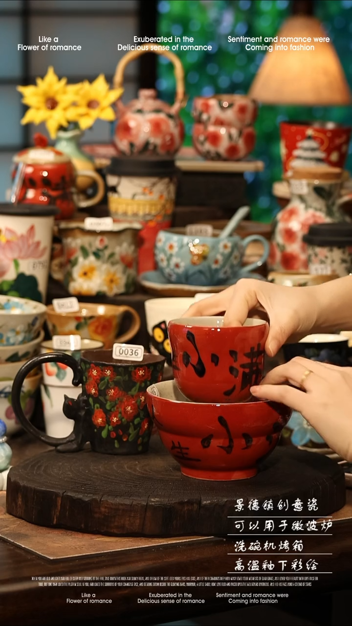 陶瓷景德镇高温釉下彩手工手绘款式@A0815@