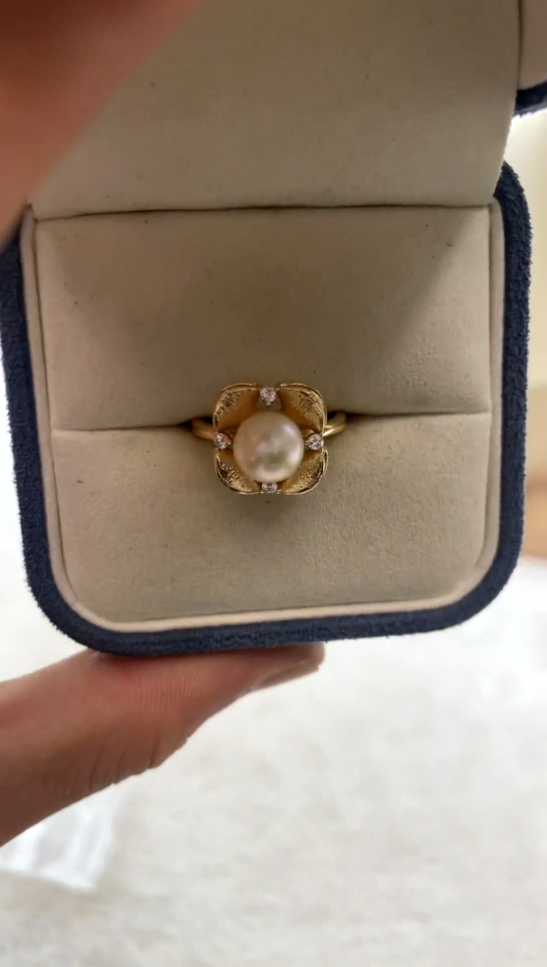 银S925镶嵌戒指海水珍珠8-9