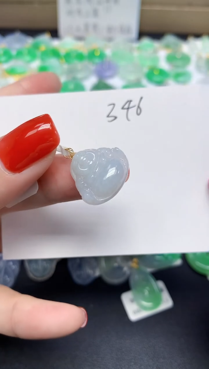 颈饰18K金镶嵌翡翠天然缅甸翡翠A货翡翠百元以上9元证书费自理