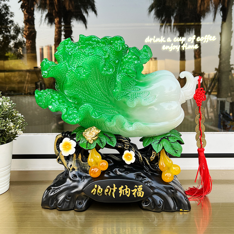 新中式葫芦金蟾福白菜客厅玄关电视柜酒柜家居装饰品摆件工艺品