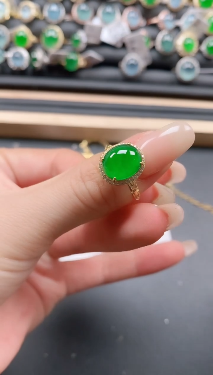 银S925镶嵌戒指翡翠1111111