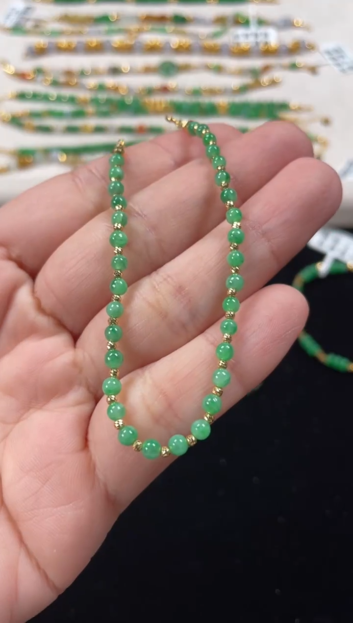 18K金镶嵌手链翡翠一个  P491