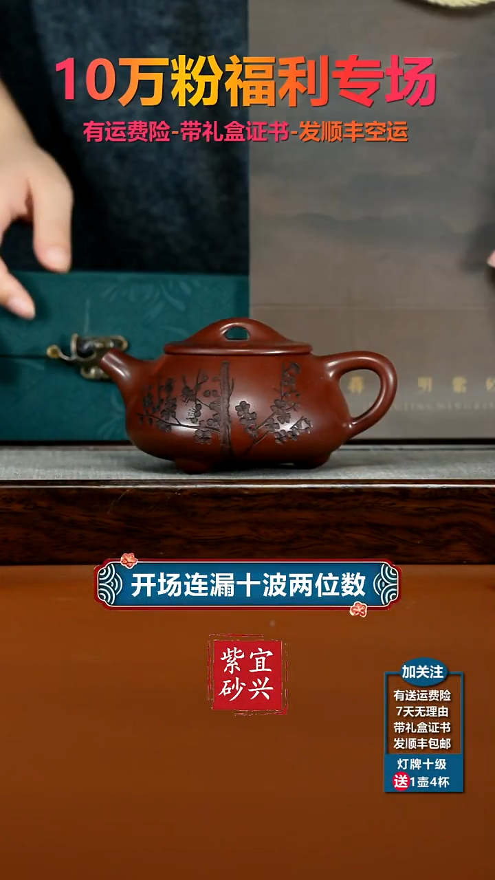 茶壶紫砂蒋静明龙血砂梅花景舟石瓢300CC