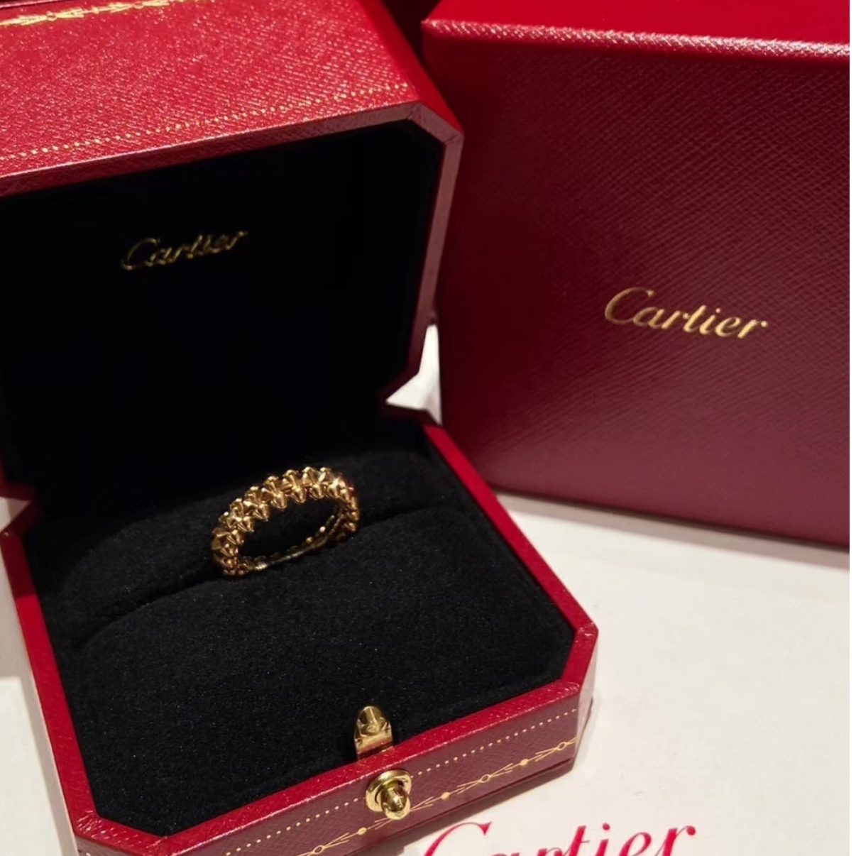 99新 Cartier/卡地亚 小花6珊 卡地亚 铆钉 戒指 玫瑰金 56码