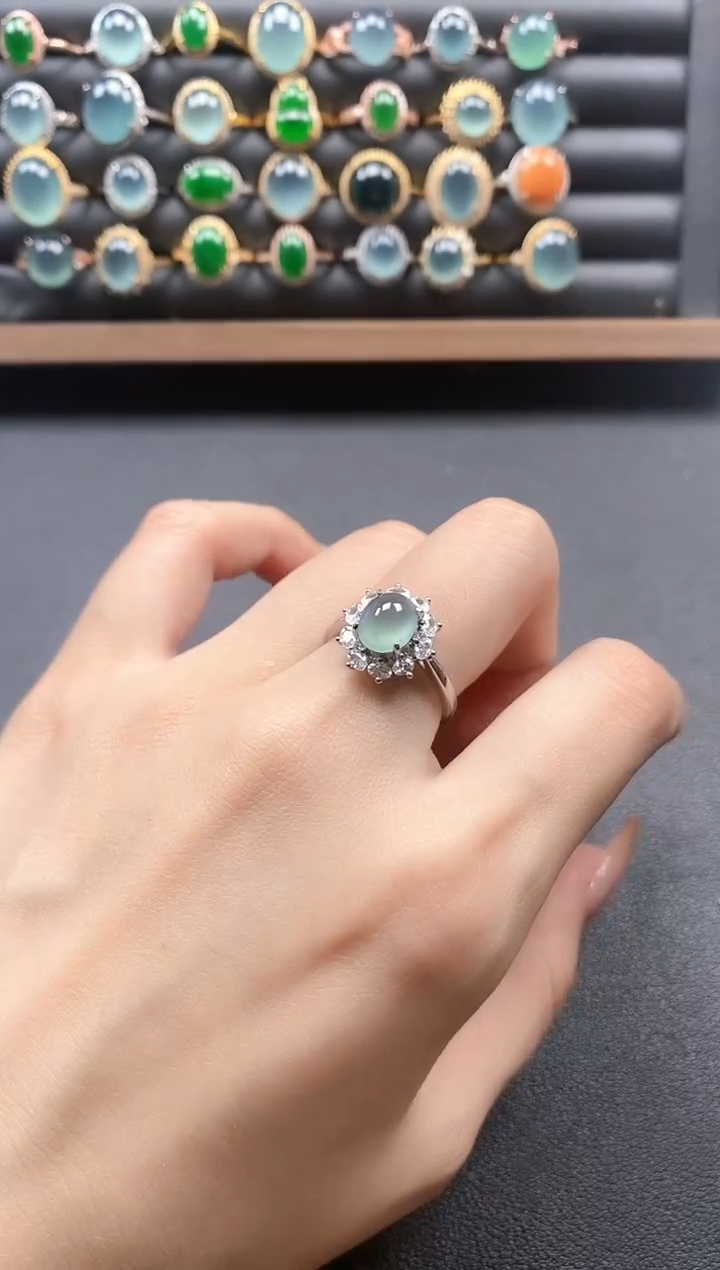 银S925镶嵌戒指翡翠51511