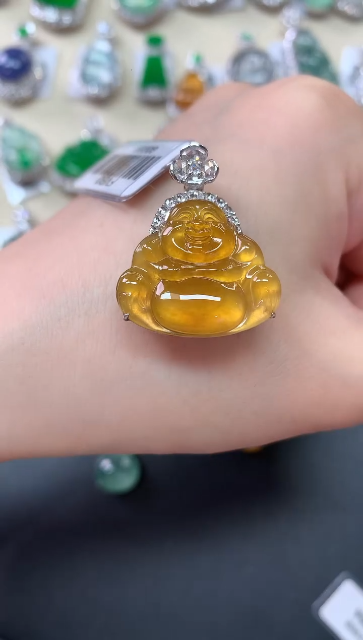 翡翠18K金镶嵌吊坠(不含链)Y841|29800