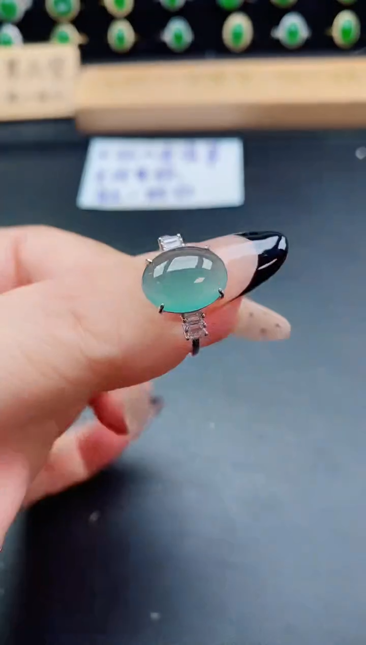 银S925镶嵌戒指翡翠1