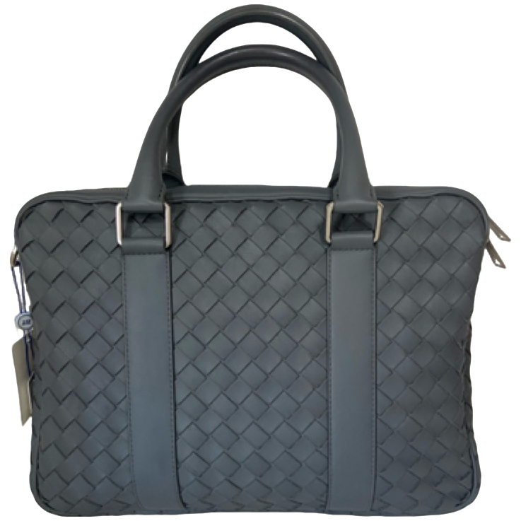 99新 BOTTEGA VENETA/葆蝶家 B V葆蝶灰色全皮手提包25年新款456 