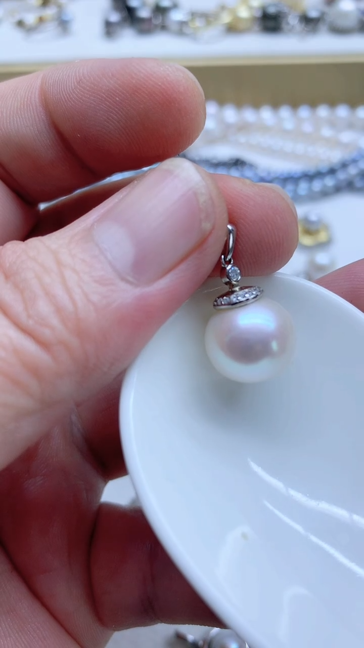 吊坠(不含链)银S925镶嵌淡水珍珠12.5mm