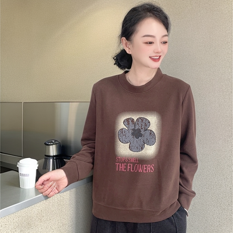 打底衫秋季新款印花长袖休闲套头时尚韩版洋气百搭女装上衣