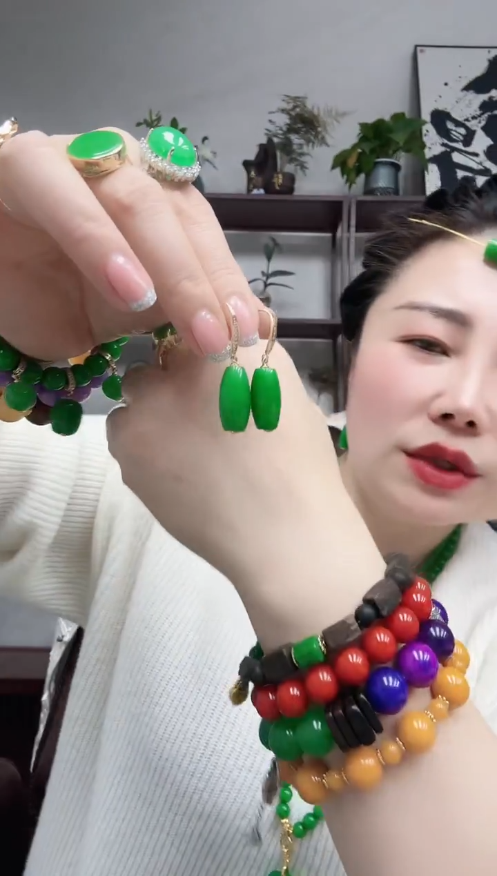 未镶嵌翡翠耳坠路路通耳坠