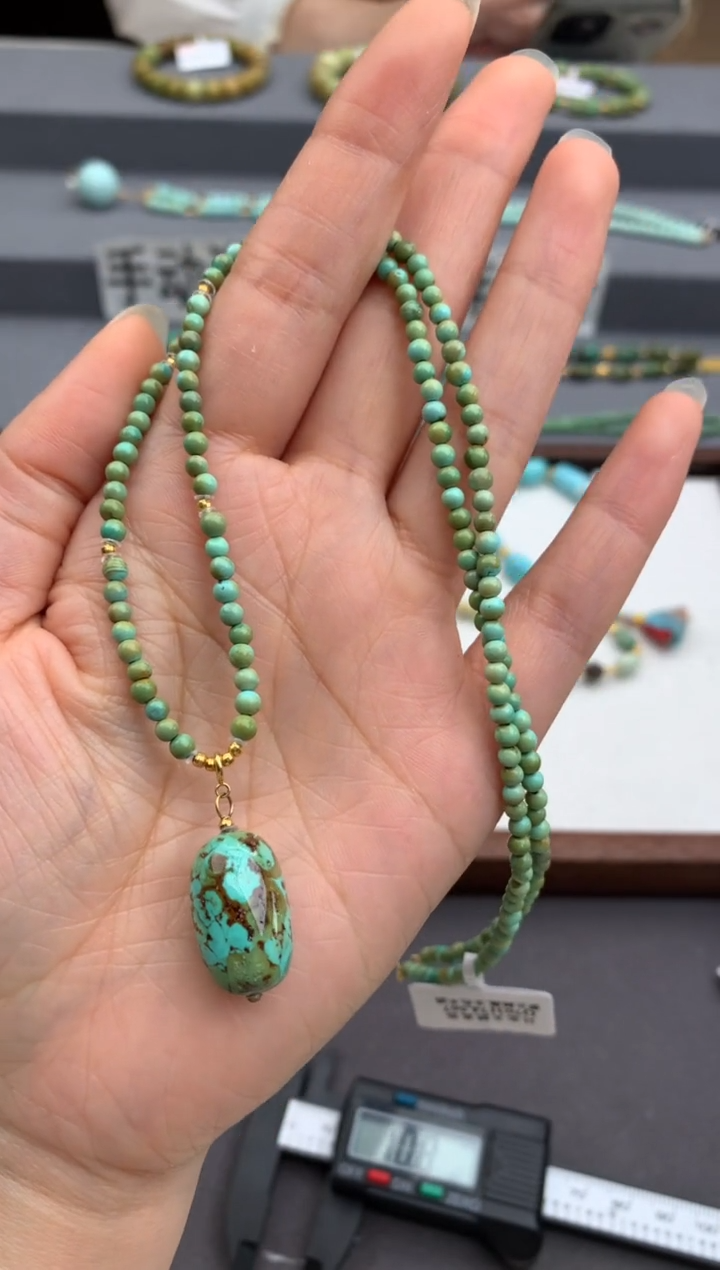 18K金镶嵌绿松石套链茜.G135