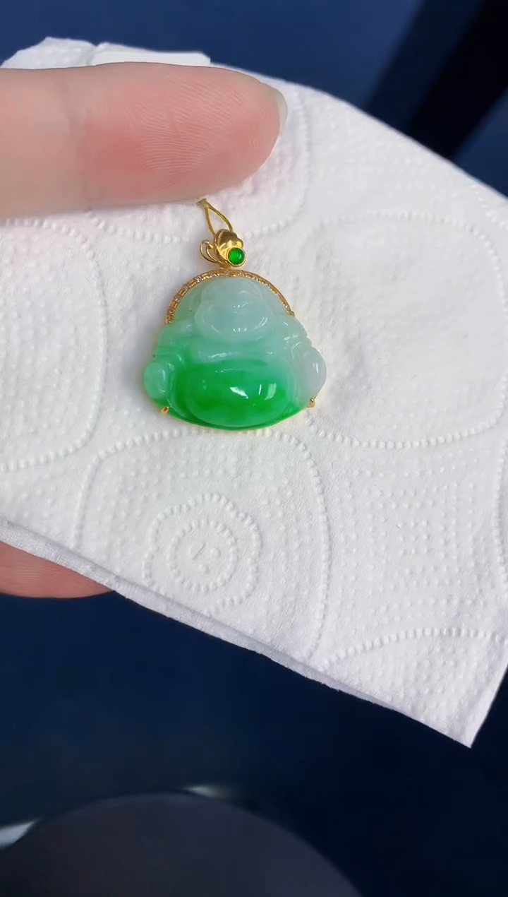 颈饰18K金镶嵌翡翠天然翡翠缅甸A货