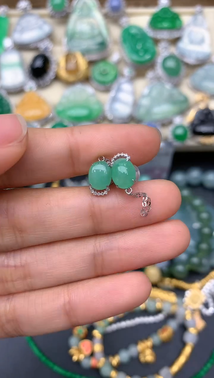 【闪购商品】翡翠耳饰18K金镶嵌145-中国好珍宝