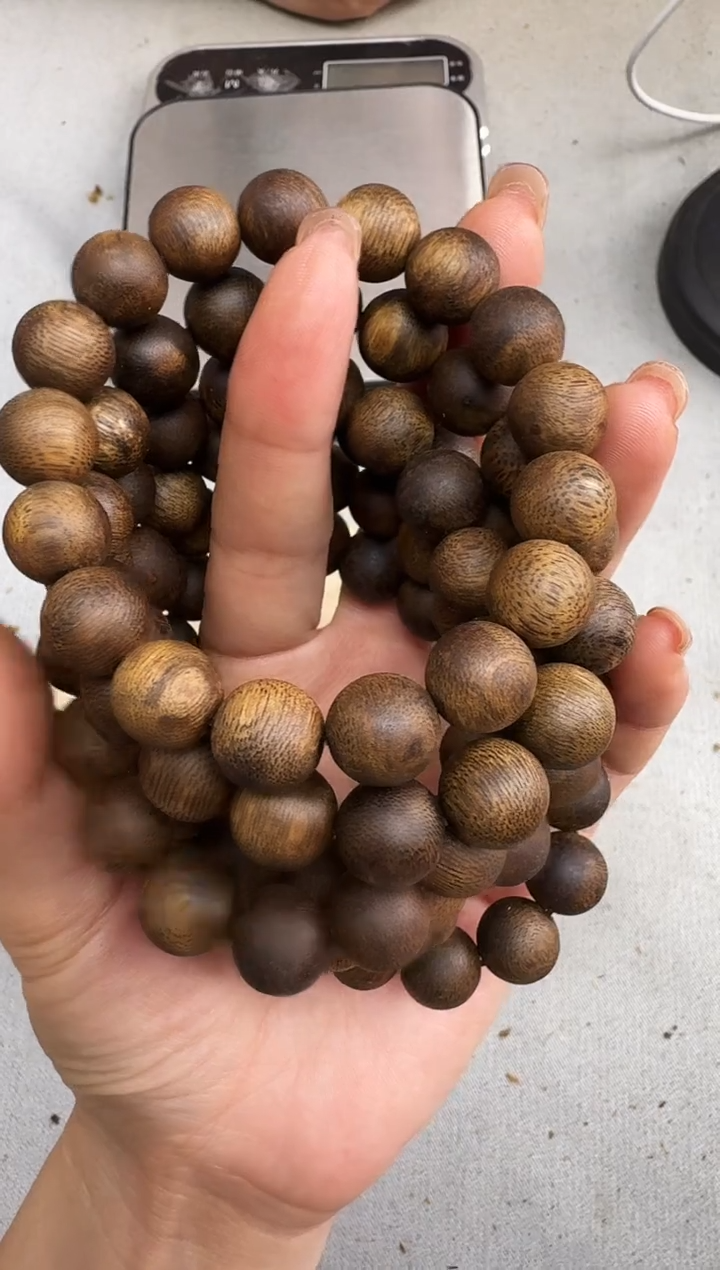 沉香手串1212海南白棋圆珠单圈多样性发一