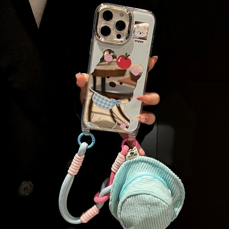 镜面西高地适用苹果16promax手机壳15pro新款补妆镜14pro女13pro